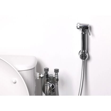 Ensemble douchette WC en laiton, support, robinet et flexible PVC Noyon et  Thiebault