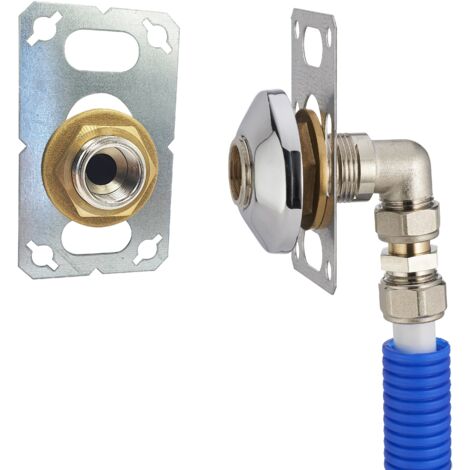 Noyon & Thiebault – Platine FIXSYSTEM pour robinet mural simple – Raccord multicouche 20mm – Sortie femelle 1/2' (15x21) – Acier galvanisé