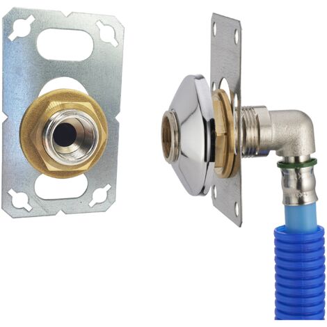 Noyon & Thiebault – Platine FIXSYSTEM pour robinet mural simple – Raccord coudé à sertir Ø12 mm – Acier galvanisé – Installation encastrée dans cloison creuse