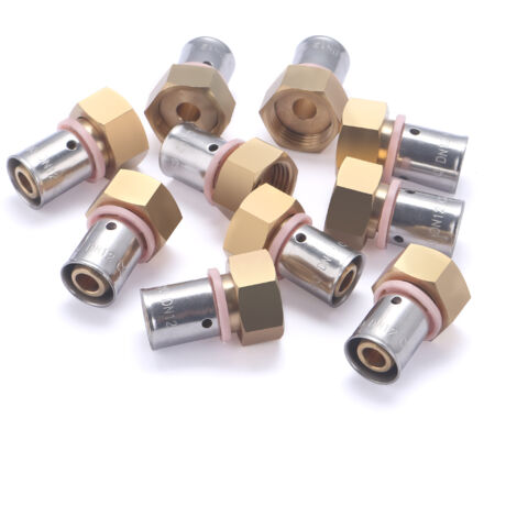 Noyon & Thiebault – Raccord femelle écrou libre à sertir pour tube PER Ø12 – Écrou 3/8' (12x17) – Bague inox imperdable – Étanchéité parfaite - F12x17