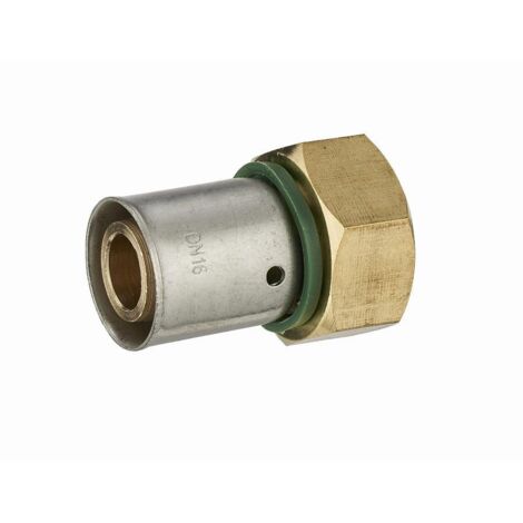 Noyon & Thiebault – Raccord laiton femelle écrou libre à sertir pour tube PER Ø16 – Filetage plomberie F15x21 (1/2) – Bague inox imperdable – Étanchéité parfaite (1/5)
