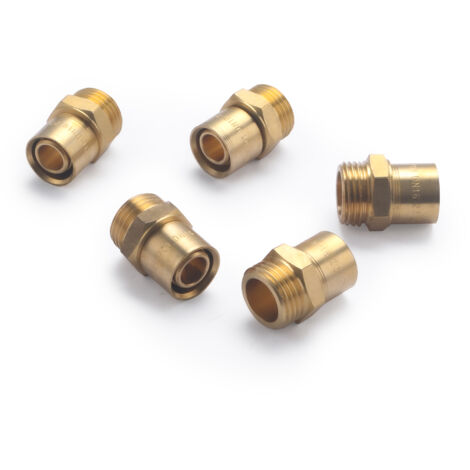 Noyon & Thiebault – Raccord mâle à glissement pour tube PER Ø16 – M15x21 (1/2) – Laiton brut pour circuit d'alimentation eau chaude/froide – Lot de 5