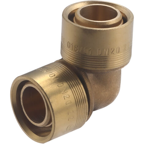 Noyon & Thiebault – Coude égal à glissement pour tube PER – Ø 20 mm – Laiton brut – Alimentation eau chaude/froide – Angle 90° – Compatible avec tubes PER - 3188-20L1