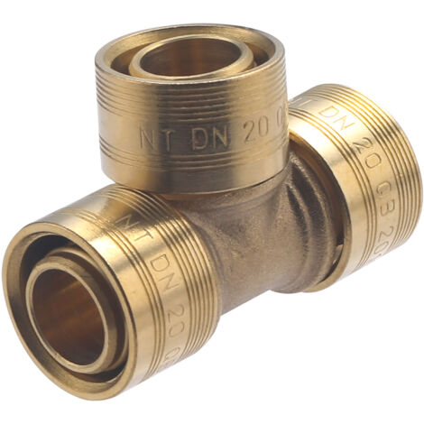 Noyon & Thiebault – Té égal à glissement pour tube PER – Ø 20 mm – Raccord en laiton brut – Pression max 6 bar – Conforme norme NF eau potable - 3190-20L1