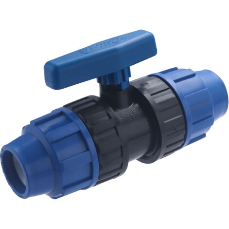 Noyon & Thiebault – Vanne à sphère en plastique pour tuyau polyéthylène Ø32 – Raccordement par compression – Pression max 16 bar – Étanchéité parfaite