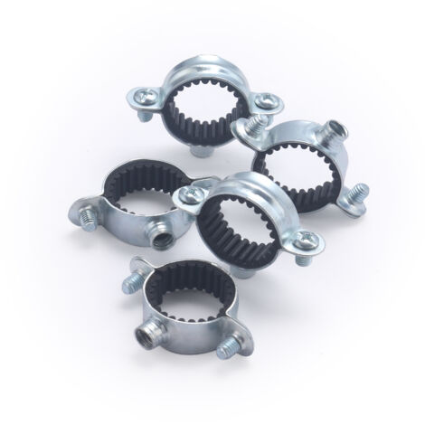 Noyon & Thiebault – Collier de fixation murale pour tube cuivre Ø22mm – Acier avec coussin en caoutchouc – Lot de 5 colliers – Protection isophonique
