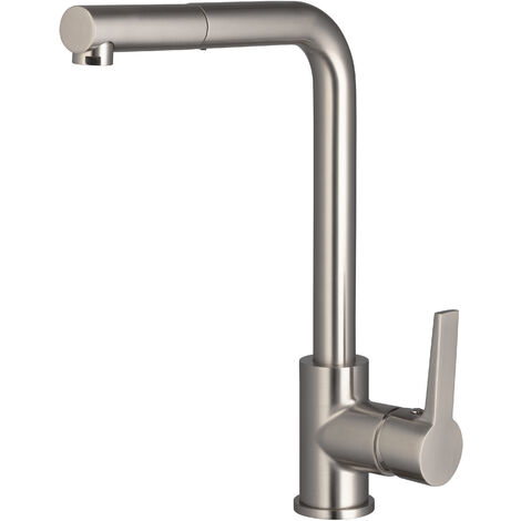 Eurosanit – Mitigeur de cuisine haut à douchette extractible – Bec mobile en inox brossé – Cartouche céramique 35mm – Économie d'eau M24x100