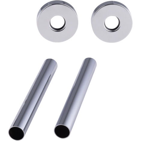 Nt Noyon & Thiebault – Kit cache tube chromé 2 rosaces rondes – Caches tubes en laiton pour tubes jusqu'à 16mm – Longueur 160mm pour finition esthétique radiateur