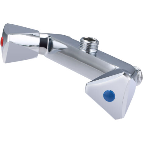 Noyon & Thiebault – Mélangeur mural douche 110 mm – Laiton massif chromé – Commandes croisillons avec pastilles – Raccord M15x21 standard