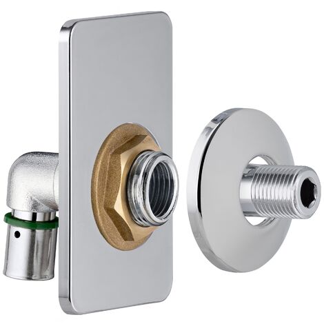 Nt Noyon & Thiebault – Platine simple chauffage PER sertir Ø16 – Raccord double mâle 1/2 – Acier galvanisé – Installation encastrée visitable