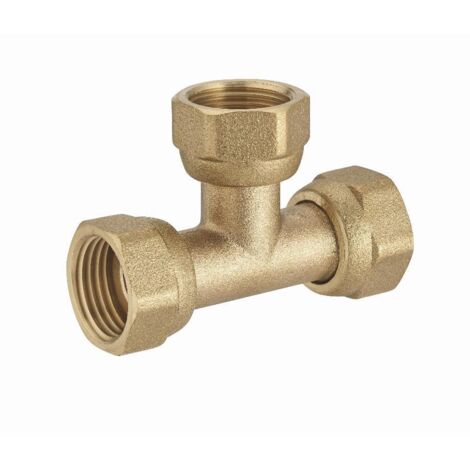 Noyon & Thiebault – Té femelle écrou libre laiton à visser 12x17 (3/8) – Raccord pour circuits d'eau potable et chauffage – Pression max 10 bar