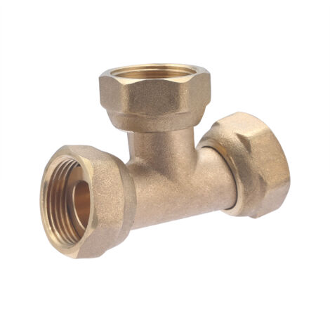 Noyon & Thiebault – Té femelle écrou libre laiton à visser 20x27 (3/4) – Raccord pour circuit d'eau potable et chauffage – Résiste jusqu'à 10 bar