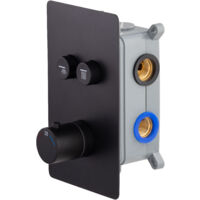 Eurosanit – Mitigeur de douche thermostatique encastrable noir mat – Corps encastrable – Livré avec kit de fixation et boîtier de protection – Alimentations femelle 15x21
