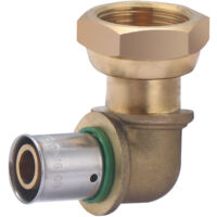 Noyon & Thiebault – Coude femelle écrou libre à sertir pour tube PER Ø16 – Entrée mâle 20x27 (3/4) – Laiton brut – Pression max 6 bar – Pour circuits d'eau chaude/froide - F20x27