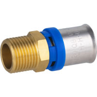 Noyon & Thiebault – Raccord mâle à sertir pour tube multicouche Ø20 – Filetage M15x21 (1/2) – Sertissage inox avec bague HDPE – Étanchéité renforcée EPDM