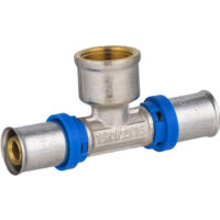 Noyon & Thiebault – Té femelle à sertir pour tube multicouche Ø16 – Filetage mâle 15x21 (1/2) – Bague HDPE avec fenêtres de contrôle – Conforme norme NF