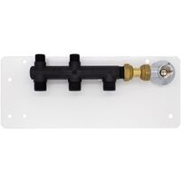 Noyon & Thiebault – Platine collecteurs pour raccordement cuisine – Acier et Grivory noir – Entraxe 55mm – Résistance 8 bars – Installation sur cloisons pleines
