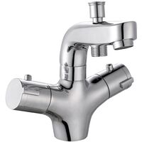 Eurosanit – Mitigeur thermostatique de baignoire – Corps en laiton – Cartouche thermostatique – Bouton sécurité anti-brûlure 38°C – Inverseur automatique