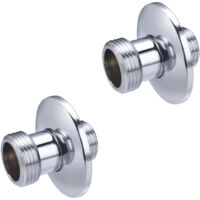 Noyon & Thiebault – Raccord droit mâle-mâle avec rosace chromée – Filetage M15x21 (1/2) – Filetage M20x27 (3/4) – Longueur 43 mm – Lot de 2