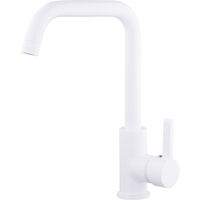 Eurosanit – Mitigeur de cuisine haut blanc mat – Bec haut orientable 230mm – Corps laiton avec cartouche céramique 35mm – Économie d'eau intégrée