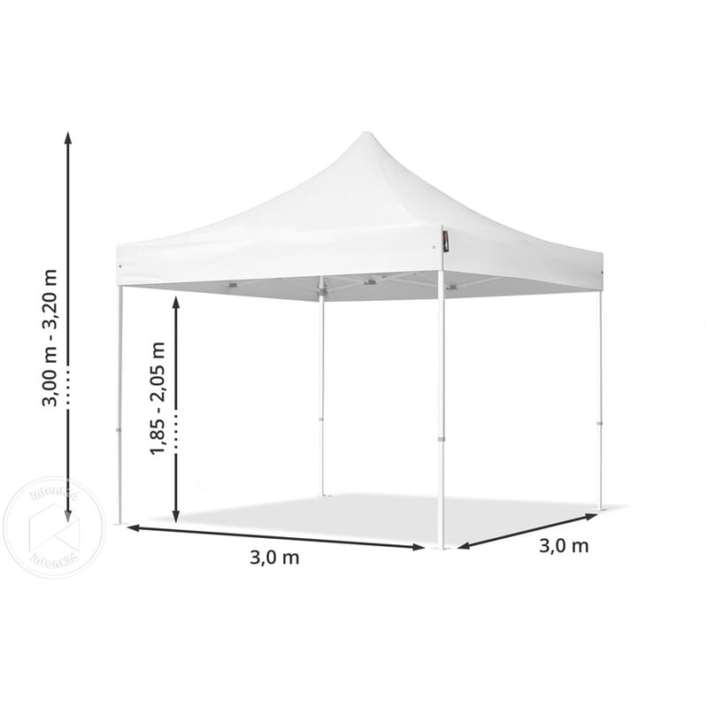 Tente pliante 3x3m Acier Semi Pro (Beige) avec 4 Côtés - REF 129