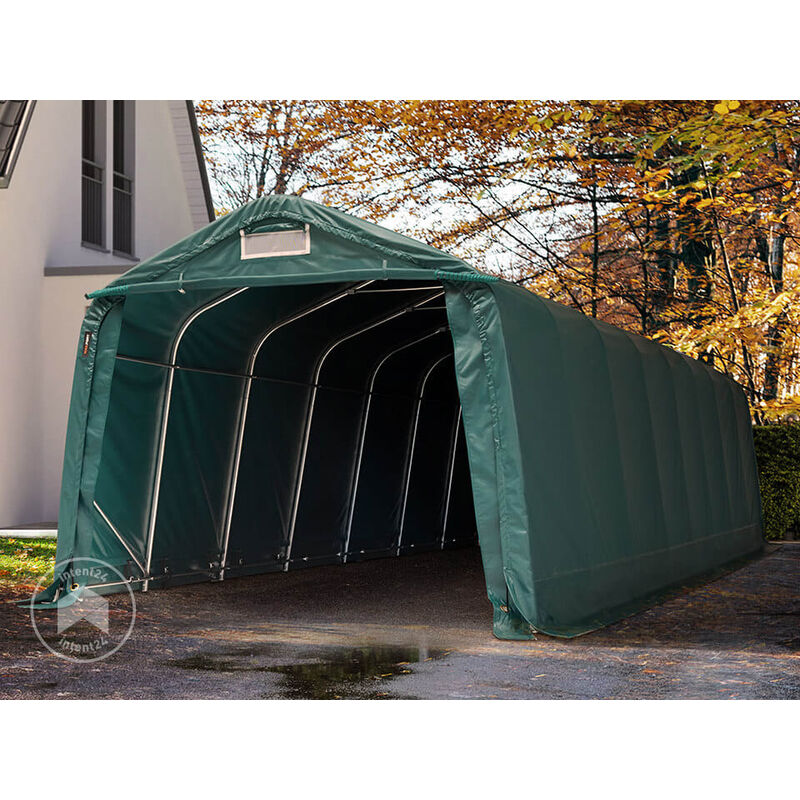 Abri de Voiture 301 x 600 cm Cadre en Métal Galvanisé Tente de Garage  Portable avec Paroi Latérale Amovible - Costway