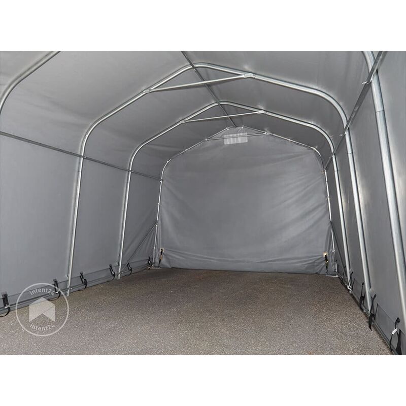 Tente-garage carport 3,3 x 6 m d'élevage abri agricole tente de stockage  bâche PVC 800 N armature solide gris