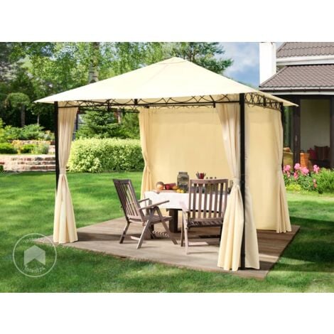 TOOLPORT Tonnelle de jardin 3x3 m Pavillon avec 4 côtés bâche de toit