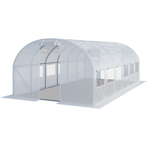 Toolport – Serre tunnel 4x6m en plastique PE 180g/m² – Protection contre intempéries – Cadre acier galvanisé – Montage rapide avec système de clic