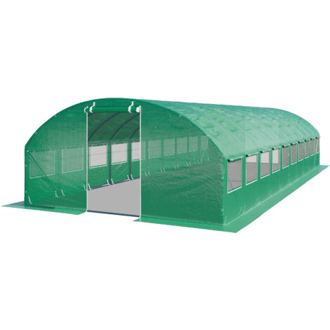 Toolport – Serre tunnel en plastique 4x10m – Bâche PE 180g/m² vert transparent – Montage rapide avec tubes en acier galvanisé (1/5)