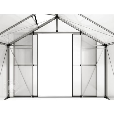 Serre De Jardin ECO Aluminium 192x256 Cm - Panneaux Polycarbonate 8 Mm, Fenêtre De Toit, Montage Facile