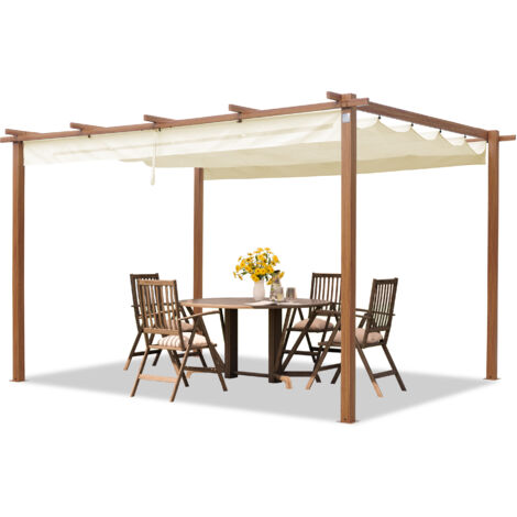 Toolport – Pergola autoportée 3x4 m avec toit rétractable – Construction en acier résistant aux intempéries – Protection UV 50 – Plaque polycarbonate (1/5)