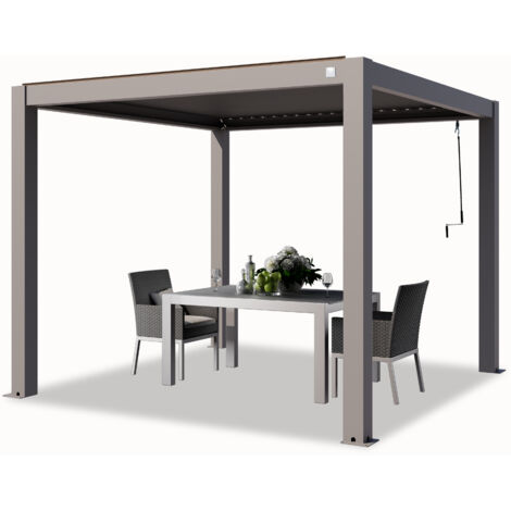 PRIMEYARD Pergola 3x3 m poteaux en aluminium avec lames orientables en aluminium pavillon gris (1/5)