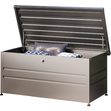 Toolport – Coffre de jardin 162x84x72 cm – Métal galvanisé étanche – Amortisseur à gaz pour ouverture facile – Serrure à cylindre