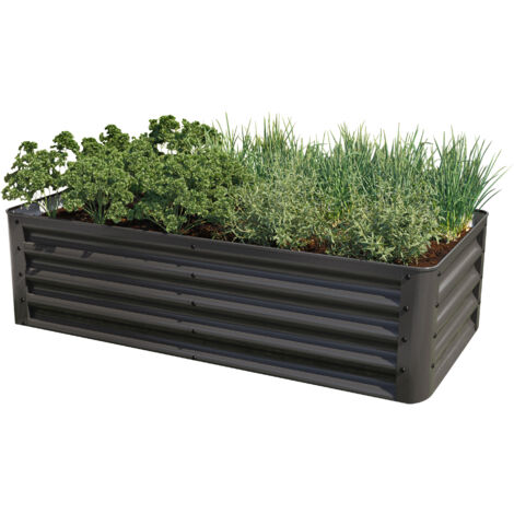 Toolport – Carré potager surélevé en acier 120x60x35 cm – Tôle thermolaquée résistante aux intempéries – Montage facile et sécurisé