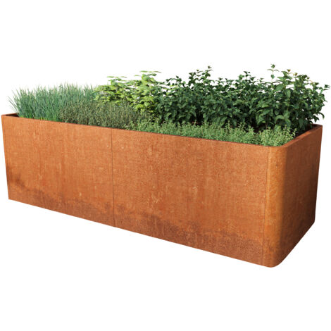 PRIMEYARD Carré potager surélevé MARIO, acier corten, aspect rouille, 200x80x80 cm