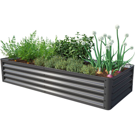 PRIMEYARD Carré potager surélevé LUCA, acier, anthracite 180x75x35 cm