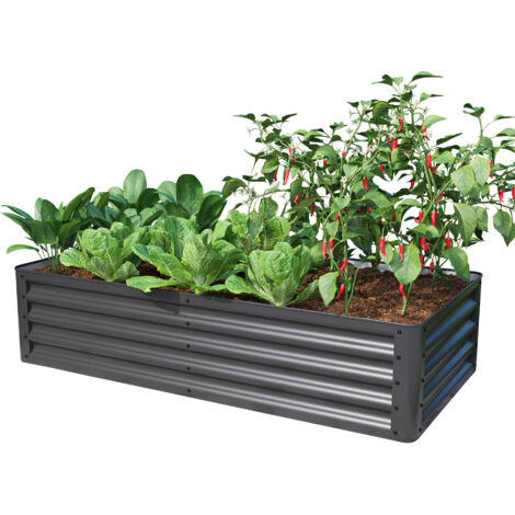 PRIMEYARD Carré potager surélevé LUCA, acier, anthracite 150x75x35 cm