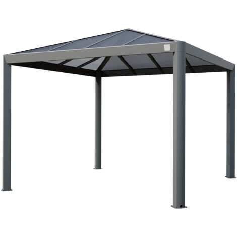 PRIMEYARD Tonnelle de Jardin 3x3 m avec Toit en Polycarbonate - Hardtop Pavillon