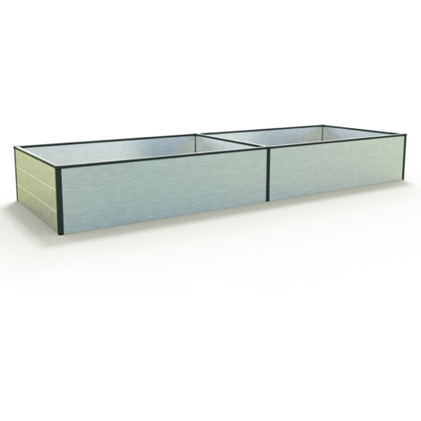 GFP Aluminium Carré potager surélevé HALFSIZE - Bac de jardin stable et peu encombrant en aluminium anodisé - 297 x 99 x 39 cm (1/2)