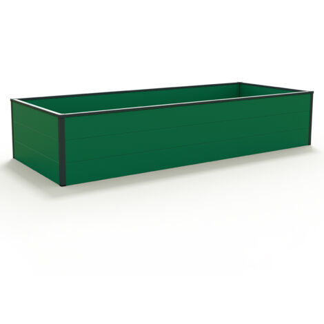 GFP Aluminium Carré potager surélevé HALFSIZE - Bac de jardin stable et peu encombrant en vert - 195 x 77 x 39 cm (1/2)