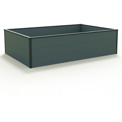GFP Aluminium Carré potager surélevé HALFSIZE - Bac de jardin stable et peu encombrant en anthracite - 150 x 99 x 39 cm (1/2)