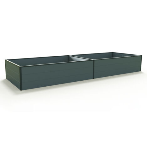 GFP Aluminium Carré potager surélevé HALFSIZE - Bac de jardin stable et peu encombrant en anthracite - 297 x 99 x 39 cm (1/2)