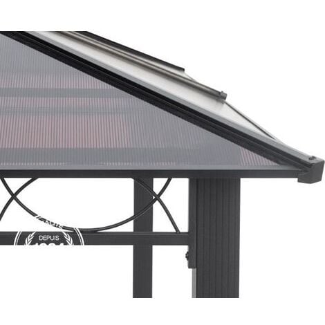 Pavillon de Jardin 3x4 m tonnelle ALU Deluxe imperméable Tente de réception 4 côtés en Toit en PC