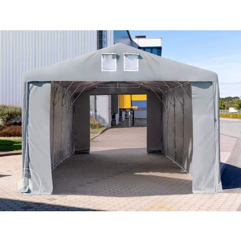 Tente-garage carport 1,6 x 2,4 m d'élevage abri agricole tente de stockage  bâche PVC 800 N armature solide gris