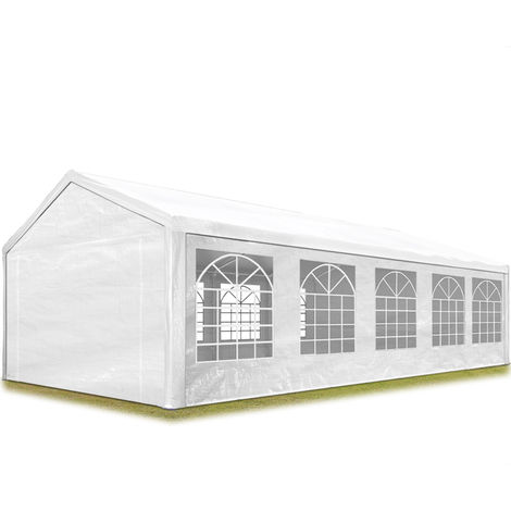 Tente de réception 4x10 m pavillon barnum Blanc bâche PE 350 N imperméable  Tente de Jardin