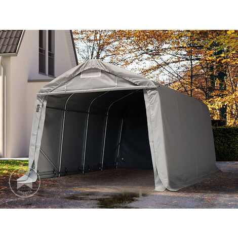 VEVOR Abri Voiture Auvent Garage 3x6 m 8 Poteaux Parois Latérales Fenêtres  Gris