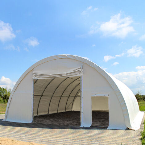9,15x12 m tunnel (châssis 1m), H. 4,5 m, PRIMEtex 2300, blanc (1/5)
