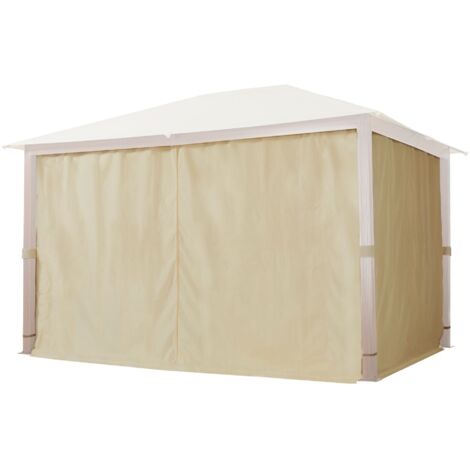 Rideaux (set de 4 toiles) pour tonnelle de jardin TOOLPORT Forest Premium 3x4 m, couleur champagne