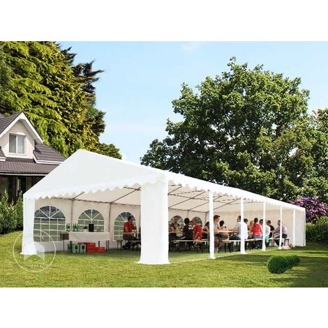 Tente Barnum de Réception 5x8 m ignifugee PREMIUM Bâches amovibles PVC 750 N blanc Cadre de Sol Jardin